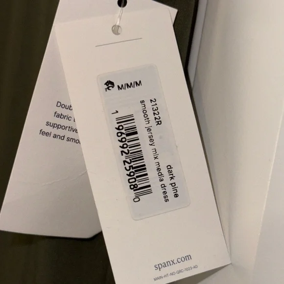 SPANX olive green smooth Jersey Mixed Media Midi Dress - Picture 2 of 13